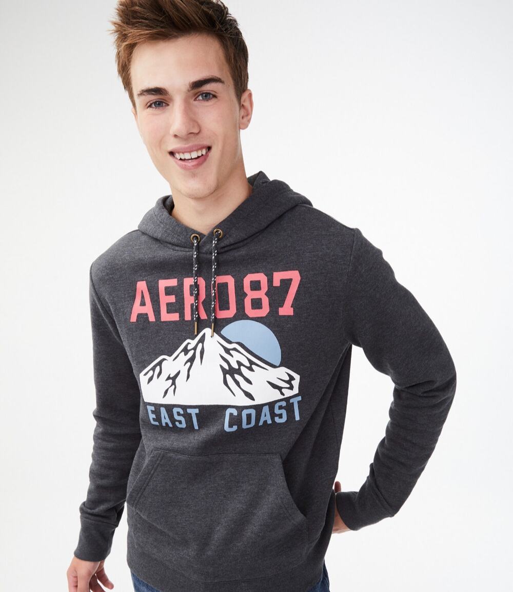 Super Comfy Aeropostale Aero Logo East Coast Gray Hoodie Sweatshirt SMALL